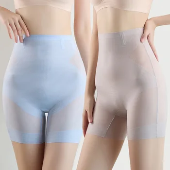 Verão Ultra Thin Ice Seda Segurança Shorts Mulheres De Cintura Alta Shaping Calcinha Sem Costura Emagrecimento Cueca Barriga Calças De Shaper Do Corpo