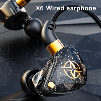 X6 com Fio de 3,5 mm-Tipo C Aparelhagem hi-fi Fones de ouvido In-ear Baixo Fones de ouvido com MICROFONE Dinâmico de Música Monitor de Earbuds de Cancelamento de Ruído Fones de ouvido