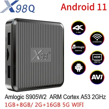 X98Q Smart Android 11 Caixa de TV 2G 16G Amlogic S905W2 AV1 2,4 G 5G wi-fi Dual HD, 3D, 4K Media Player HDR Google Set-Top Box 1G8G TVBOX